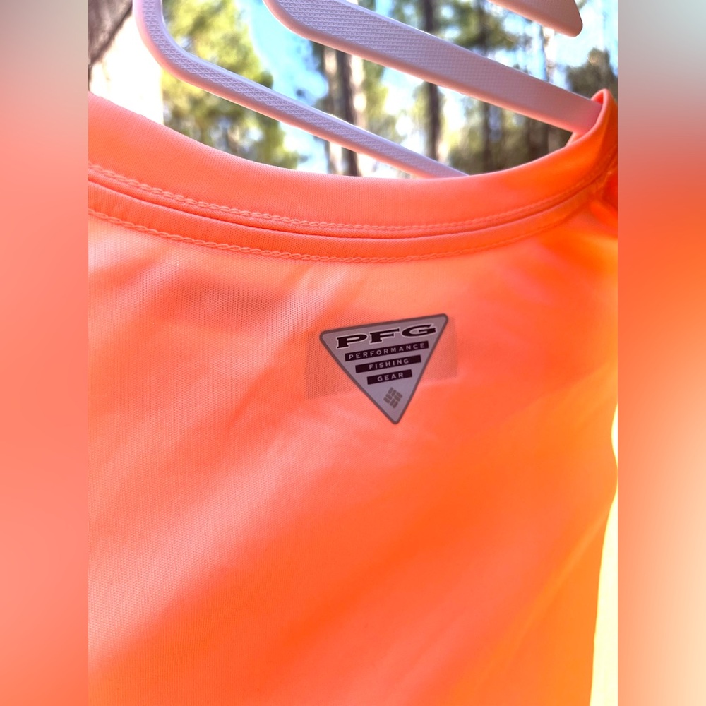 Columbia PFG Melon Orange Omni-Shade Omni-Wick Longsleeve Tee Outdoor Sportswear - Picture 3 of 9